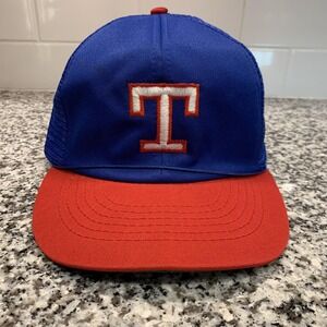 Vintage Texas Rangers Hat Cap Snap Back Mens One Size Blue Red MLB Baseball 80s